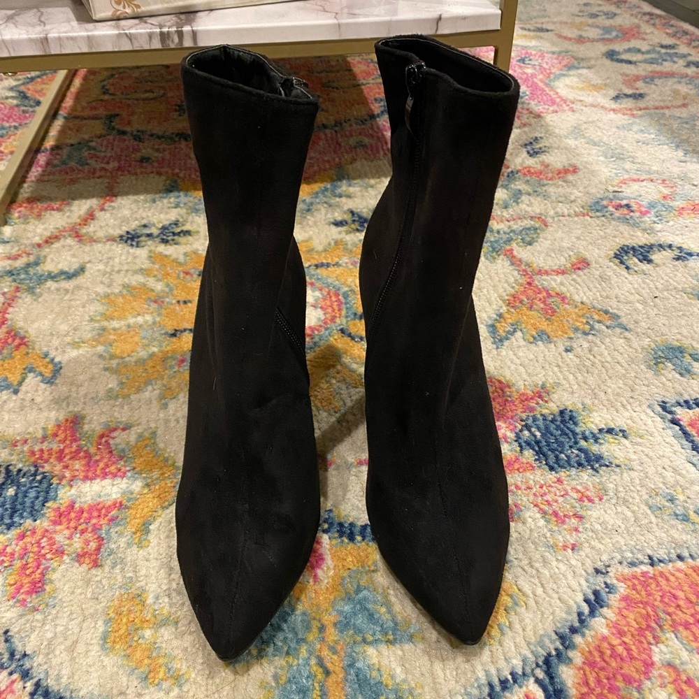 Black suede booties - size 7